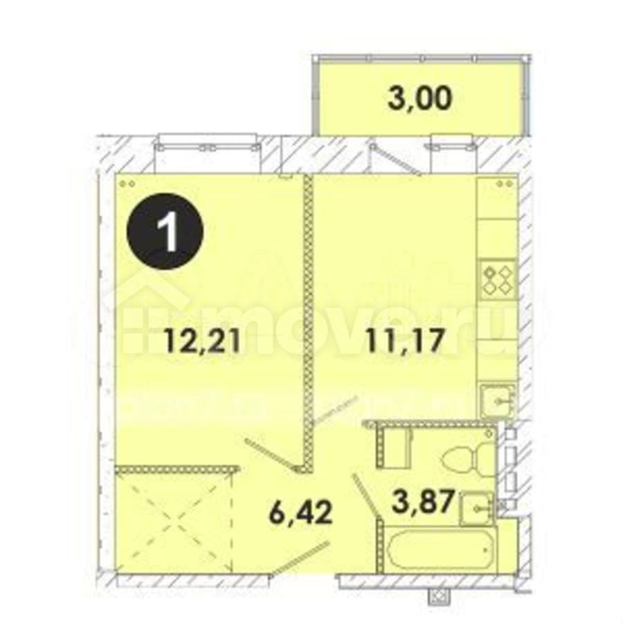 1-комн. квартира, 36.7 м²