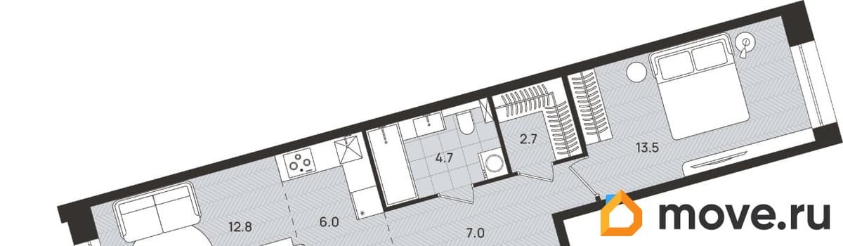 2-комн. квартира, 46.7 м²