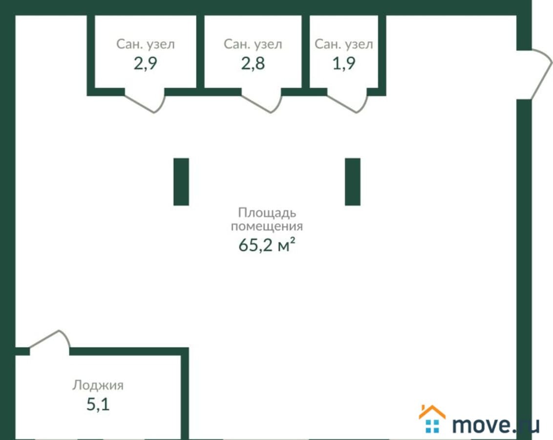 2-комн. квартира, 77.4 м²